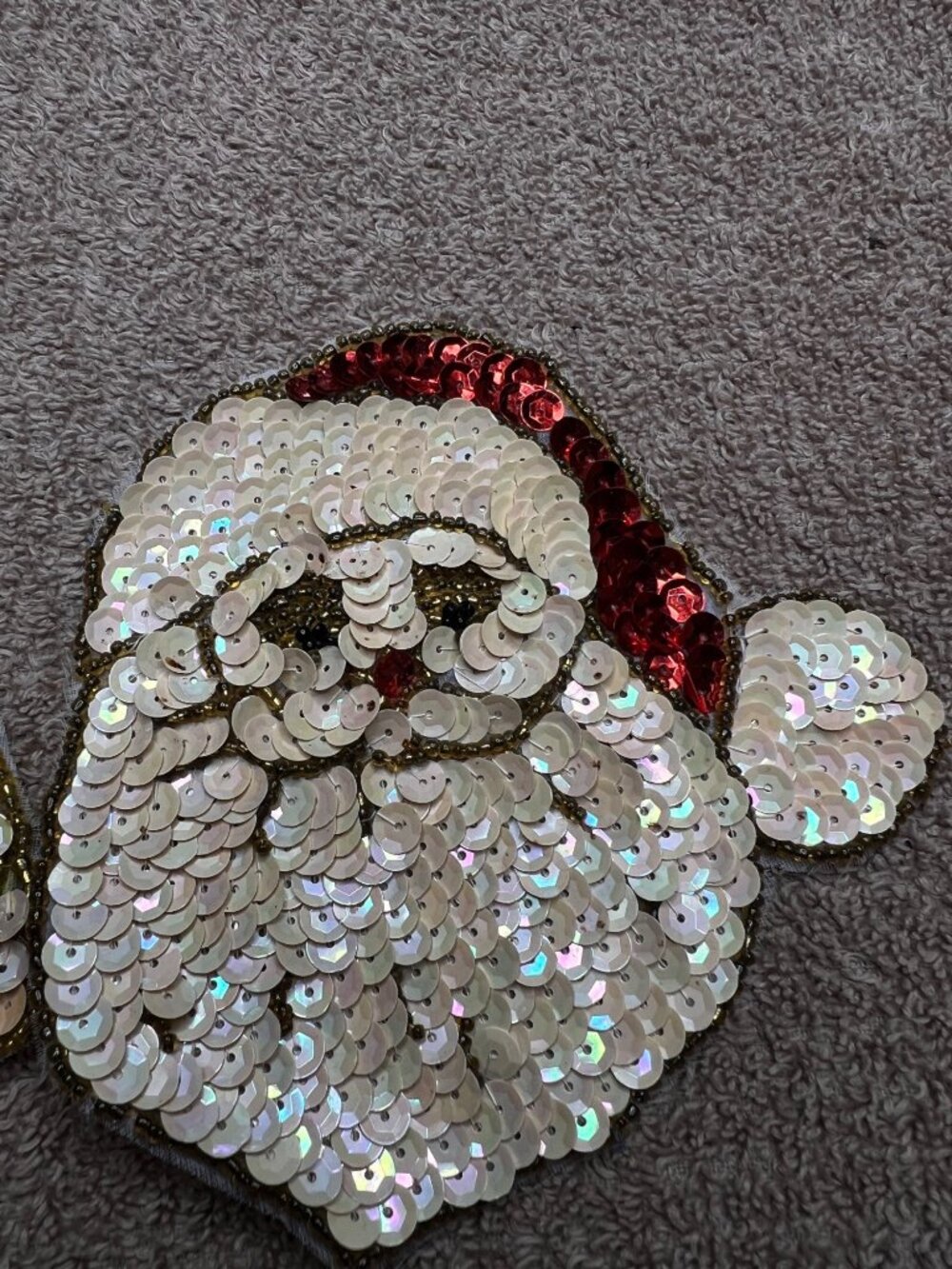 Vintage Sequin Santa and Tree Appliqué Brooch Pins Festive Detailing Handmade - Picture 3 of 11